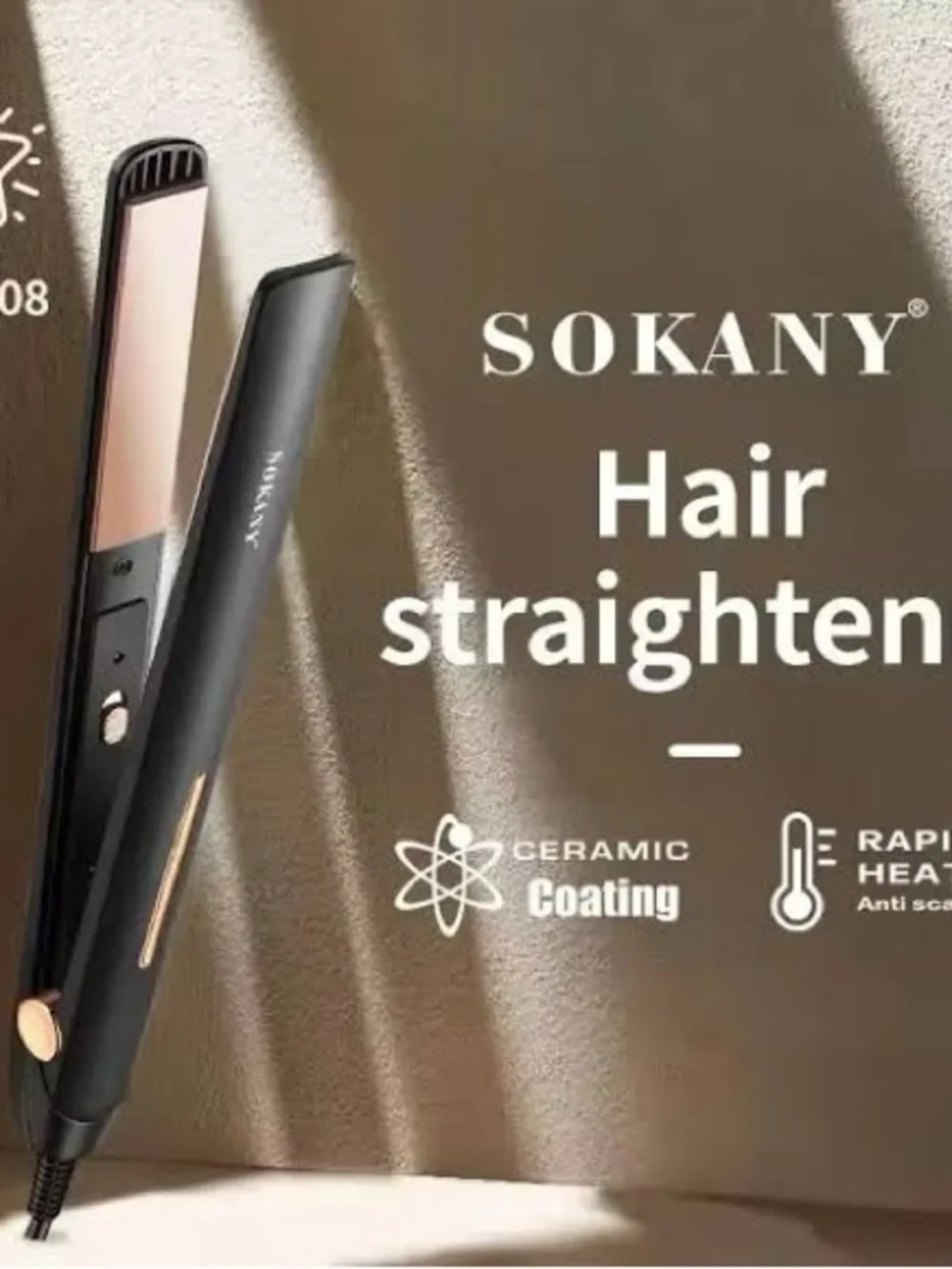 Black Hair Straightener SK-1908 — Professional Ceramic Flat Iron